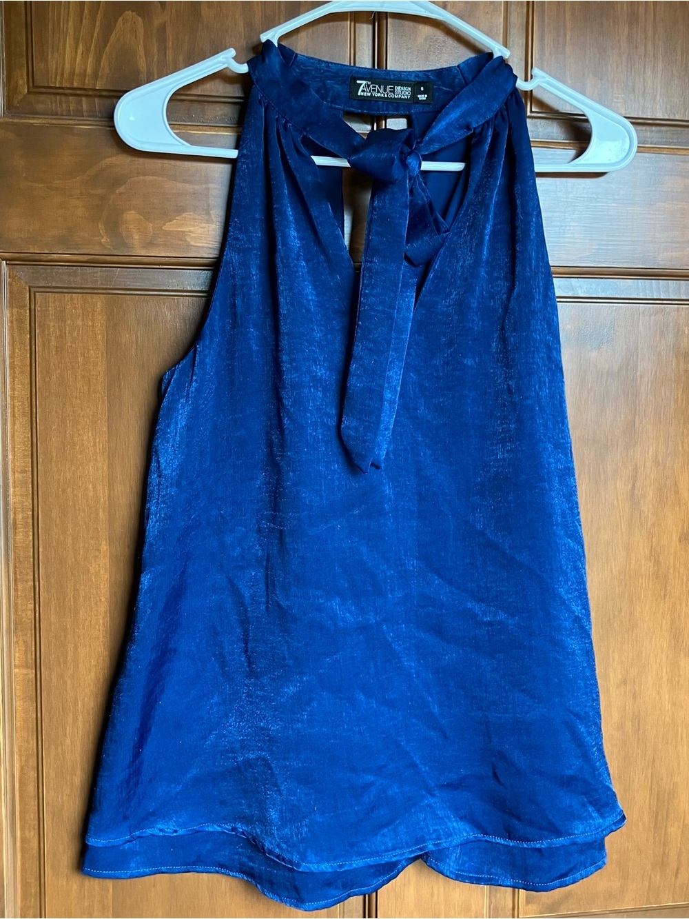 NY&C Women’s Bold Blue Halter Tie-Neck Blouse